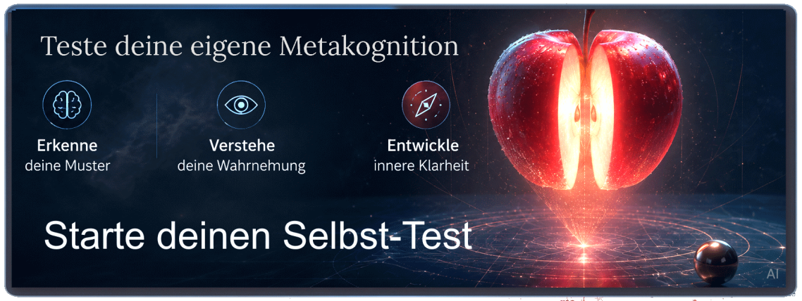 test Metakognition Banner für den Apfelraumtest. Metakognition Test